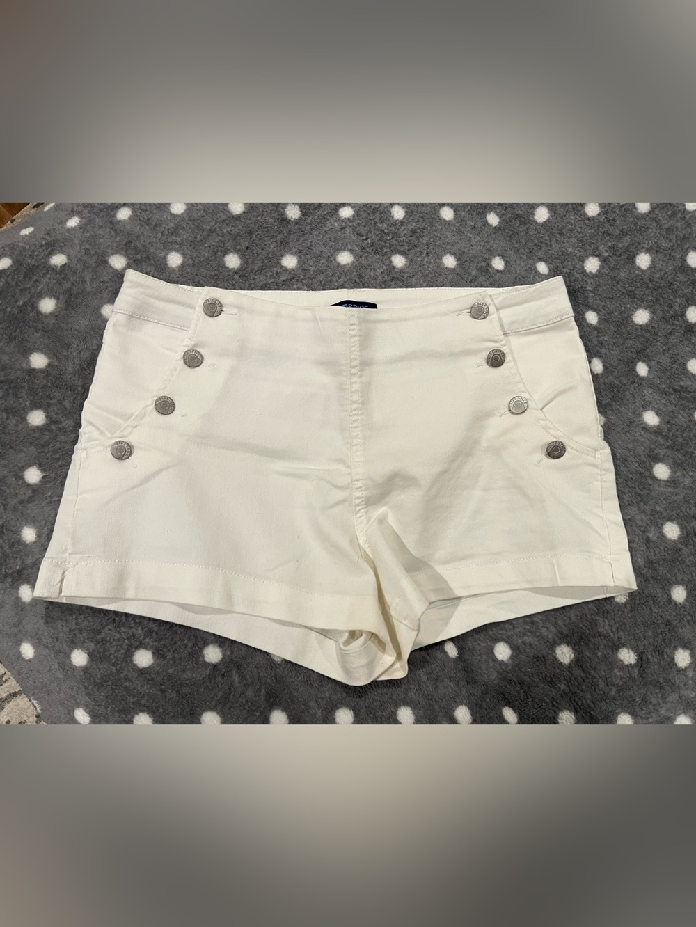 Blue Spice White High-Waist Sailor Button Shorts
